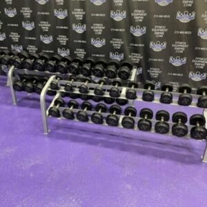 Buy TAG Rubber Round 5-120 lb. Dumbbell Set w/3 Racks Online